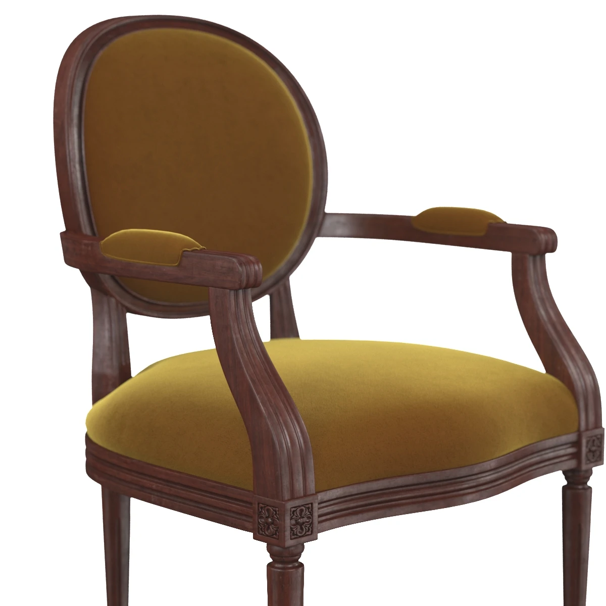 Oval Back Dining Chair with Arms 3D Model_05