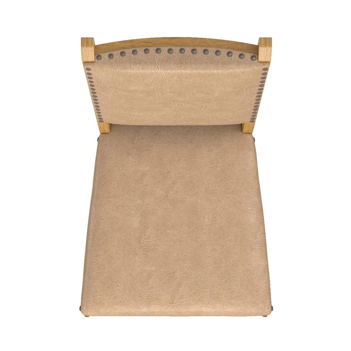 Pair Side Chairs Beige Vinyl Antiqued Brass Nail Head 3D Model_03