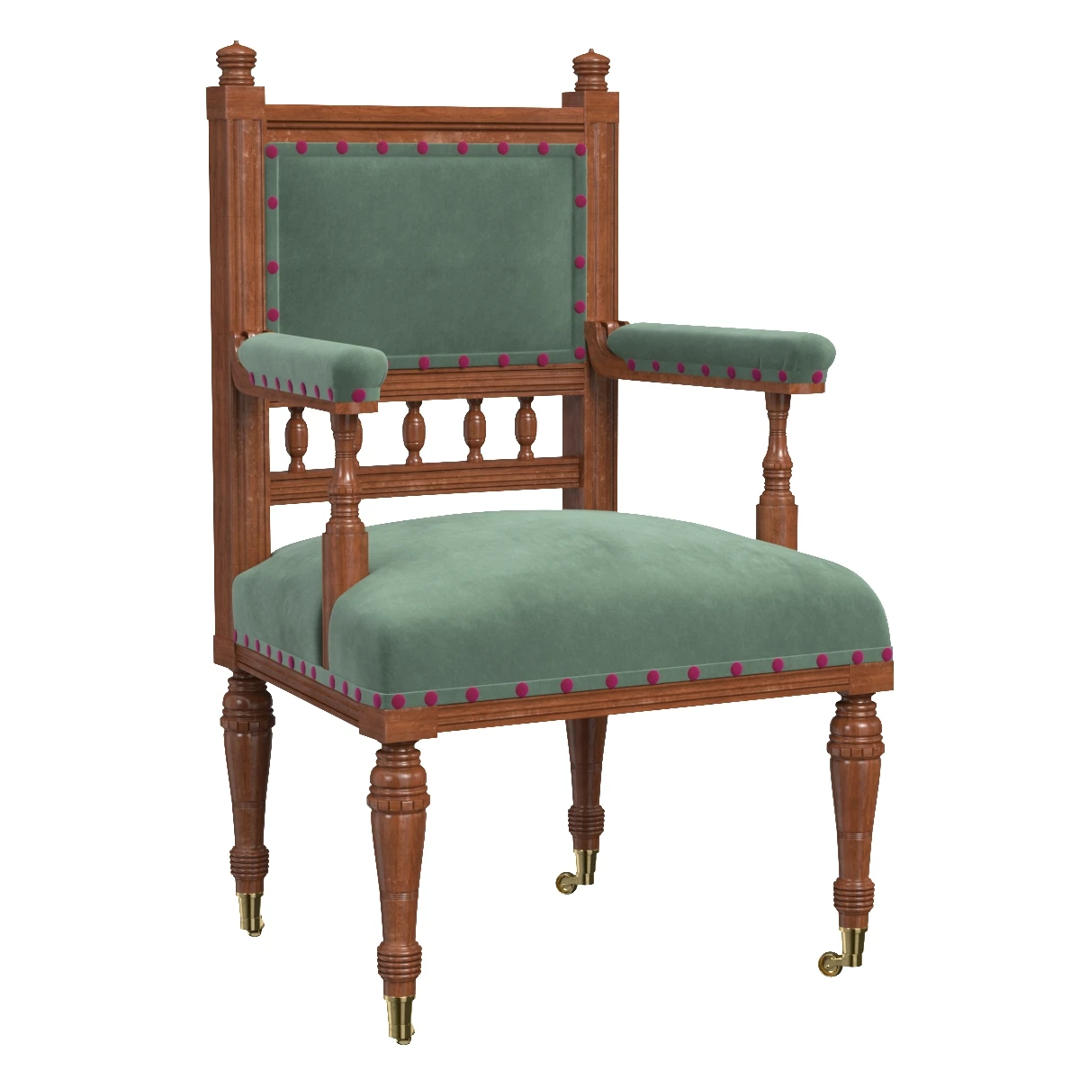 Pr Scottish 19thc Antique Walnut Armchairs 3D Model_01