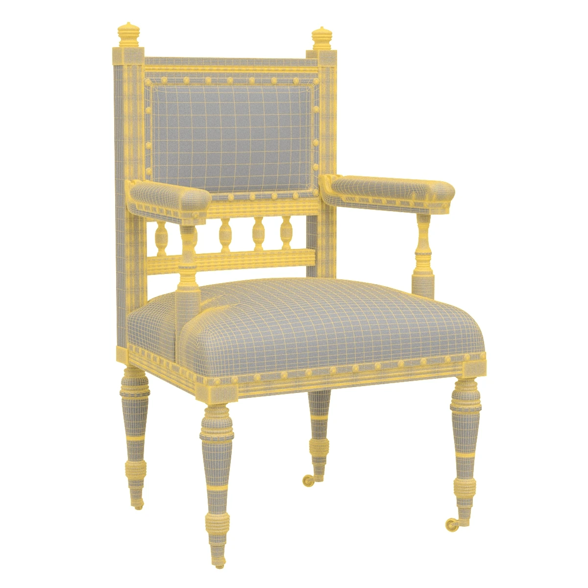 Pr Scottish 19thc Antique Walnut Armchairs 3D Model_07