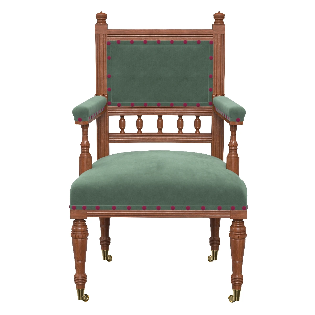 Pr Scottish 19thc Antique Walnut Armchairs 3D Model_06