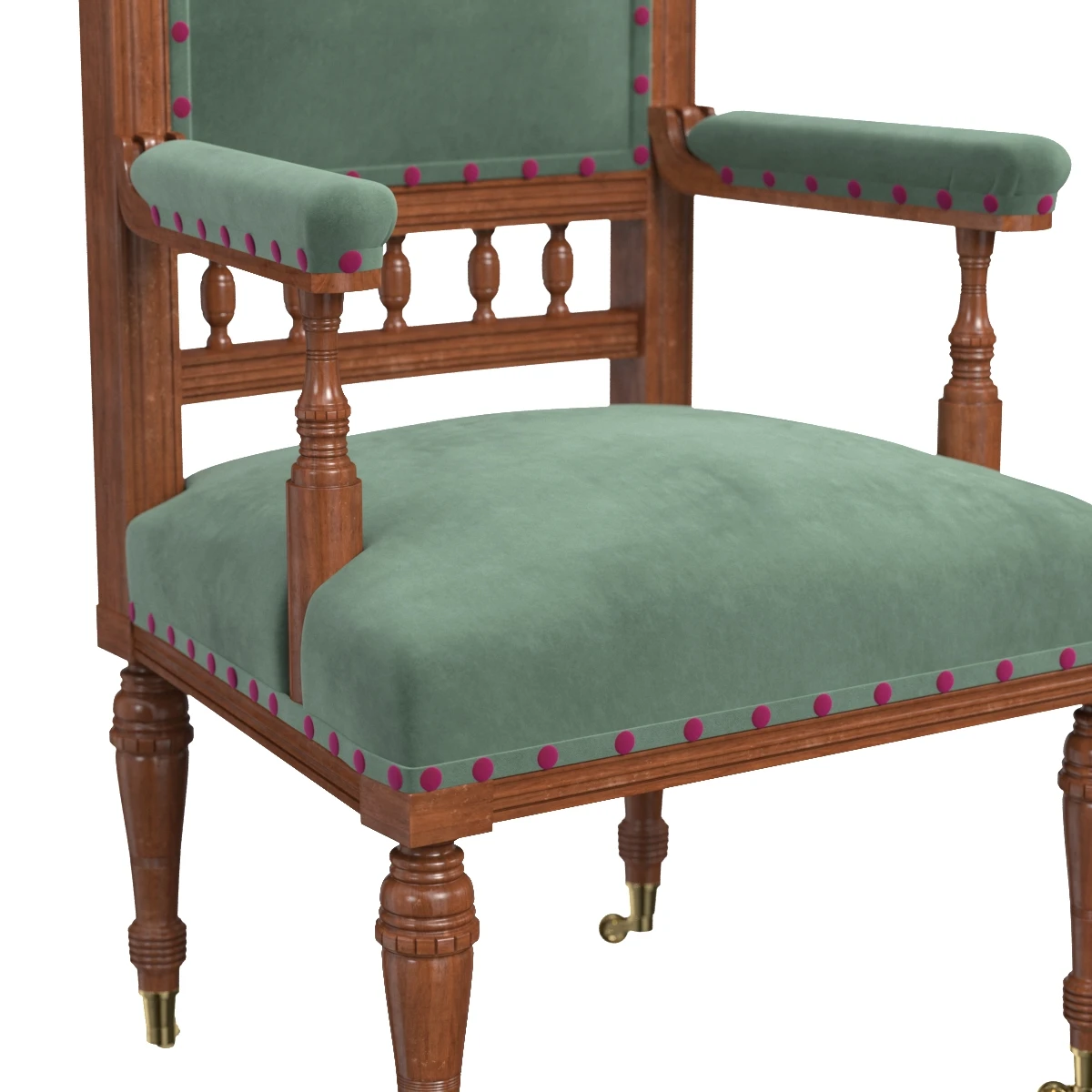 Pr Scottish 19thc Antique Walnut Armchairs 3D Model_05