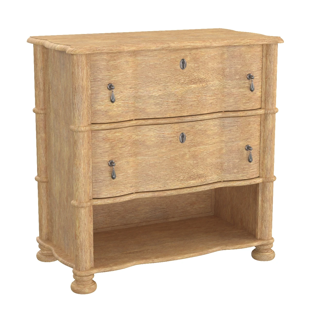 Serpentine 2 Drawer Side Table 3D Model_01