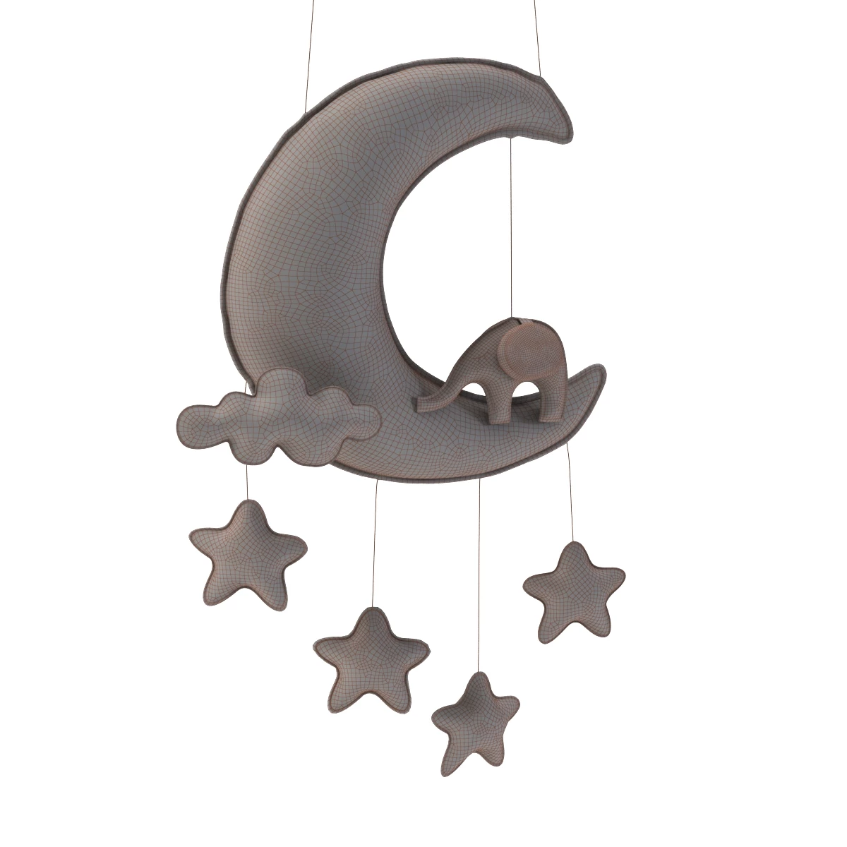 Star Sun Moon Cloud Pillow 3D Model_06