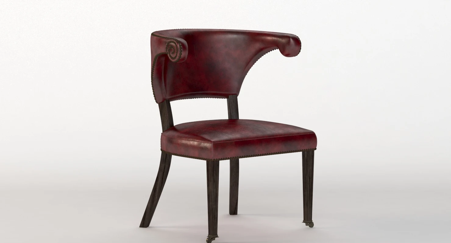20th Century Sculptural Faux Leather Regency Chair 3D Model_05