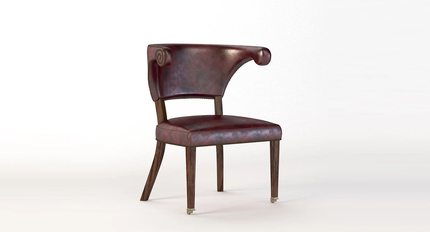20th Century Sculptural Faux Leather Regency Chair 3D Model_01