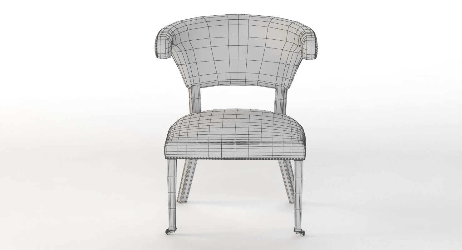 20th Century Sculptural Faux Leather Regency Chair 3D Model_011