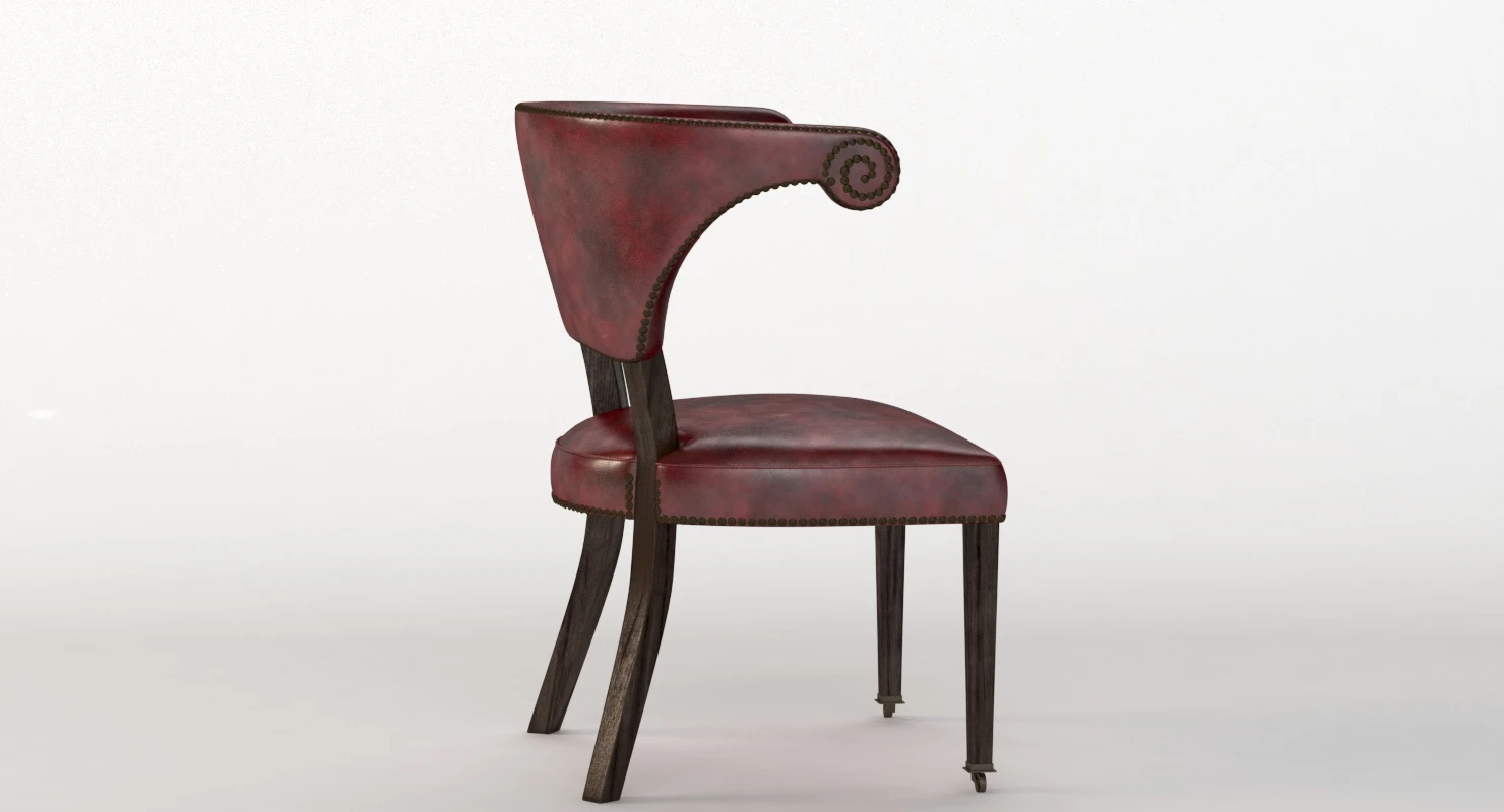 20th Century Sculptural Faux Leather Regency Chair 3D Model_06