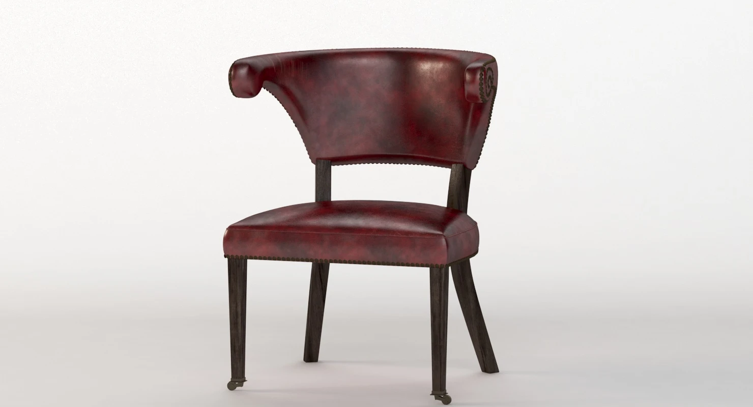 20th Century Sculptural Faux Leather Regency Chair 3D Model_010