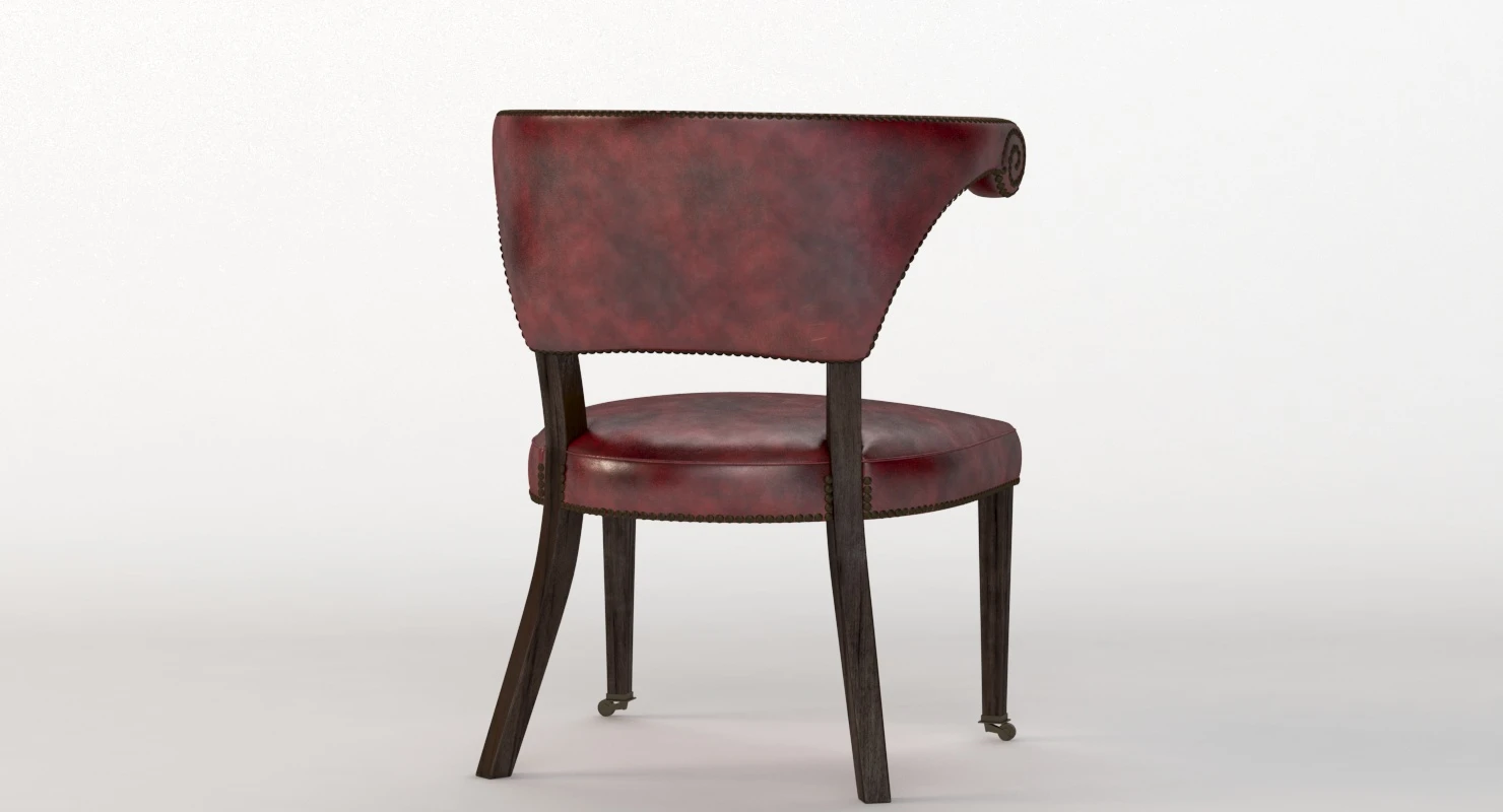 20th Century Sculptural Faux Leather Regency Chair 3D Model_07
