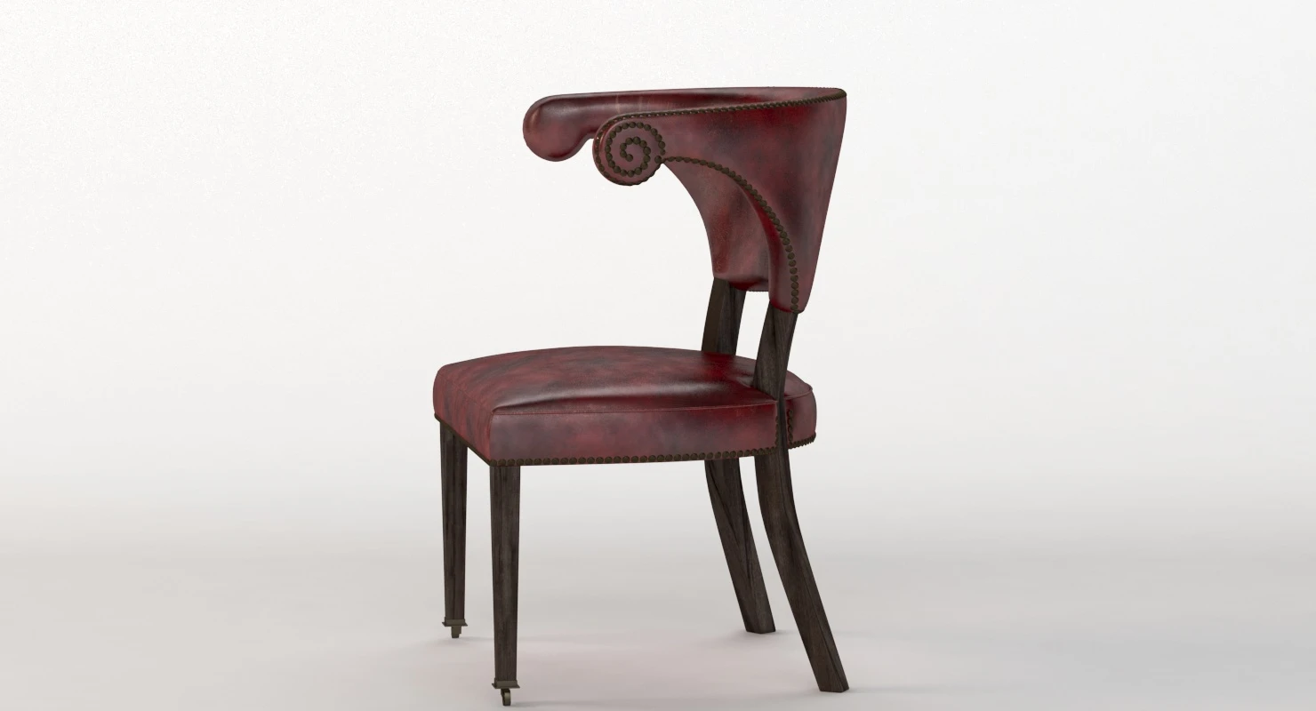20th Century Sculptural Faux Leather Regency Chair 3D Model_09
