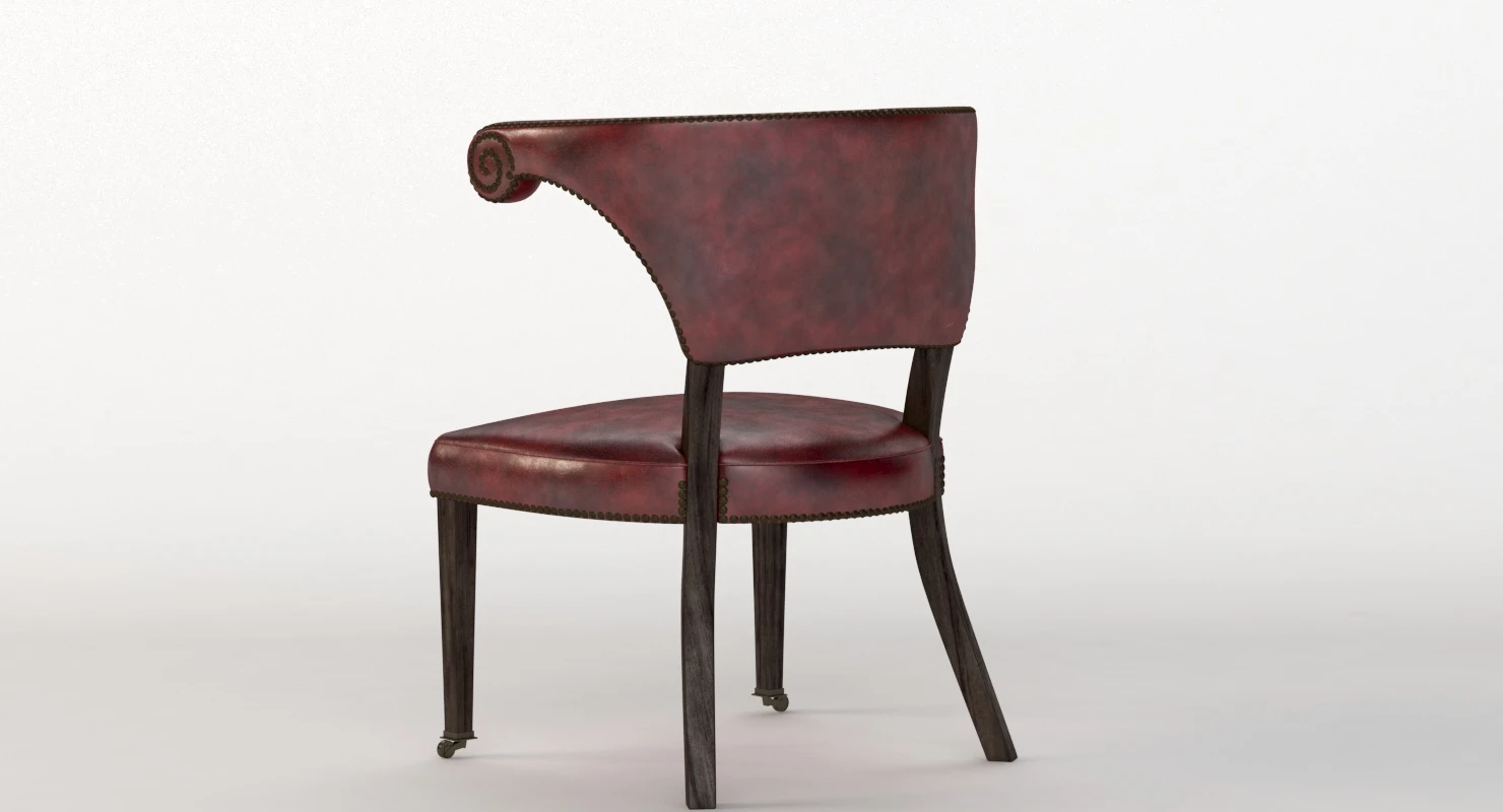 20th Century Sculptural Faux Leather Regency Chair 3D Model_08