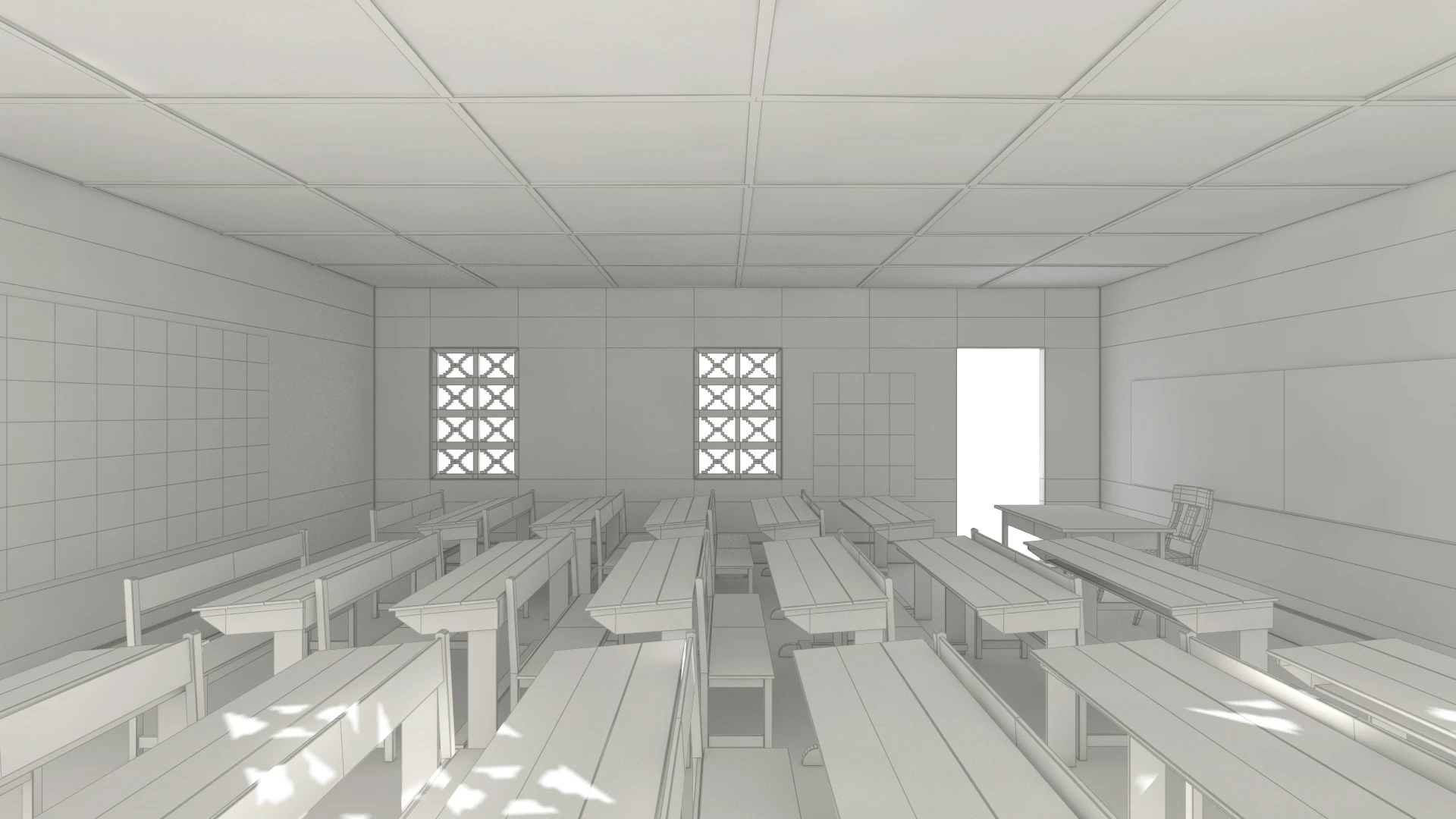 African Primary School Architecture Uganda Classroom V1 3D Model_013