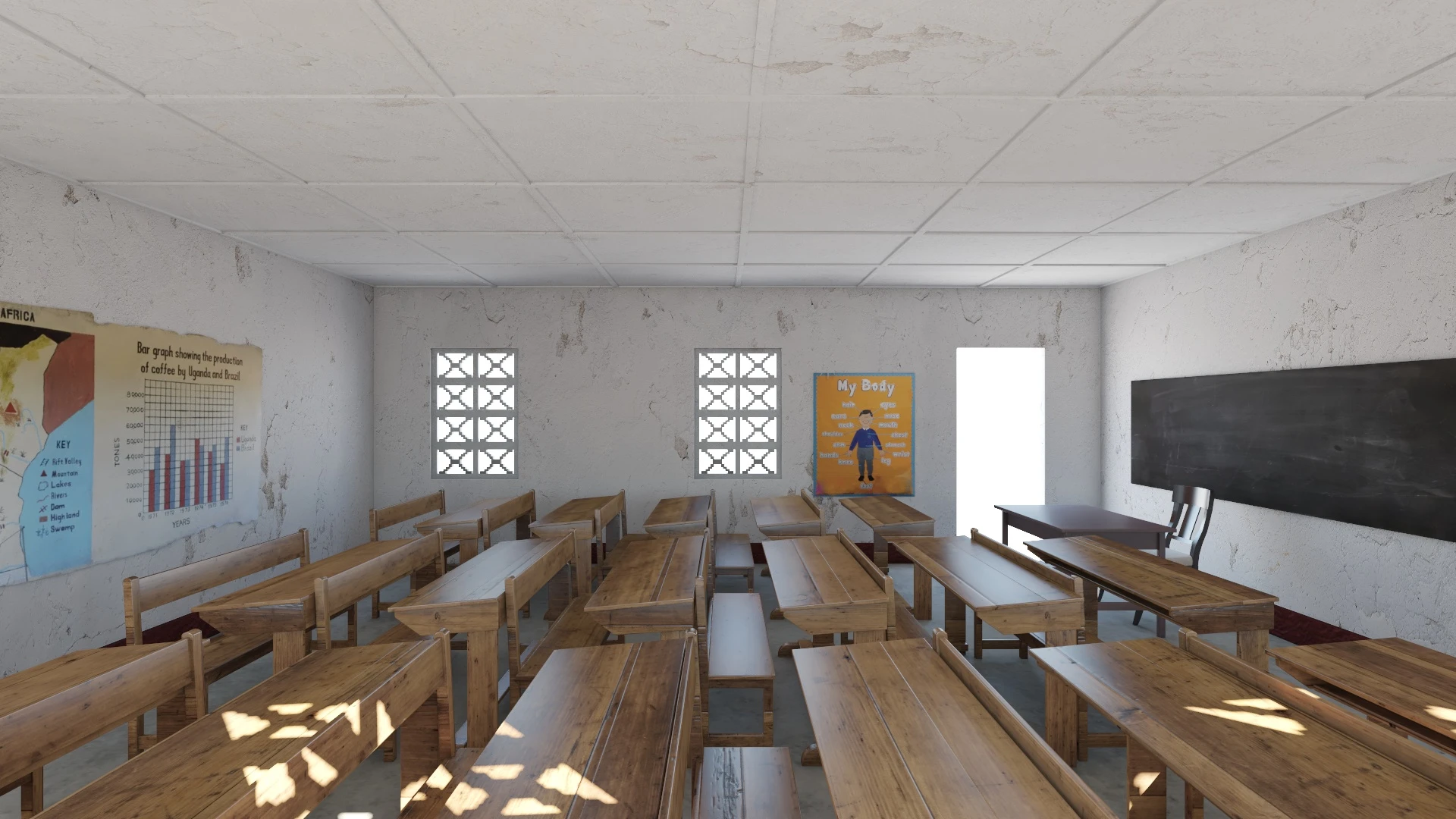 African Primary School Architecture Uganda Classroom V1 3D Model_09