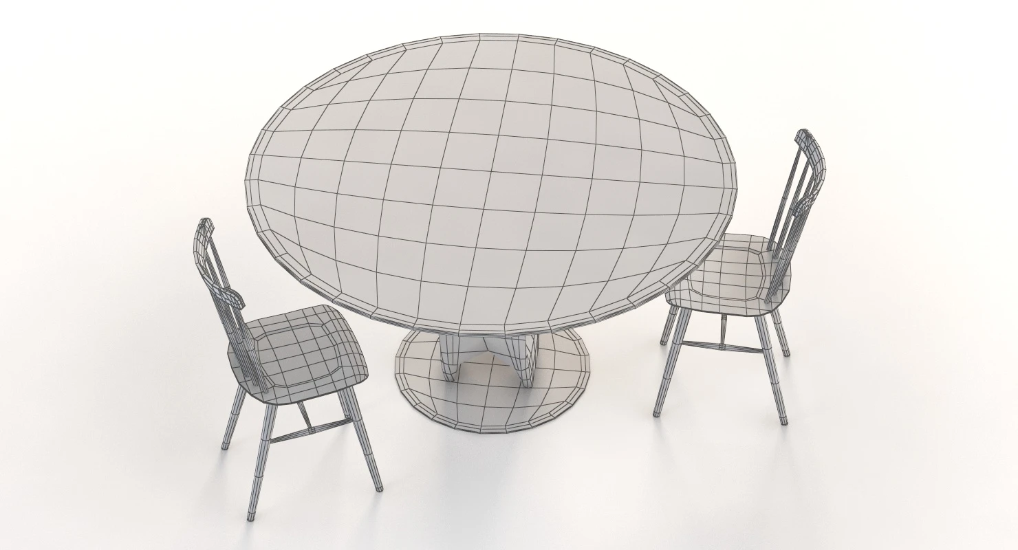 Axis Pacini And Cappellini Tavoli Table with Chair 3D Model_012