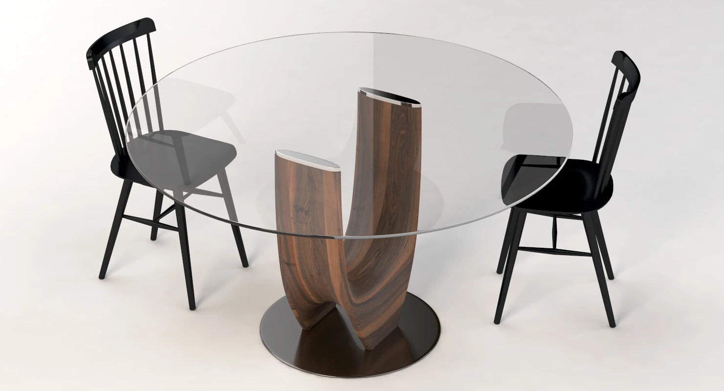 Axis Pacini And Cappellini Tavoli Table with Chair 3D Model_04
