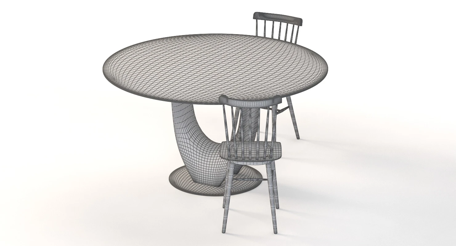 Axis Pacini And Cappellini Tavoli Table with Chair 3D Model_09