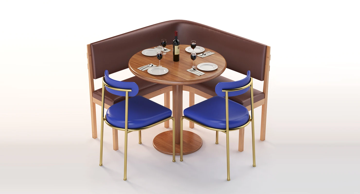 Banquette With Bar Table and Chair Set 3D Model_01