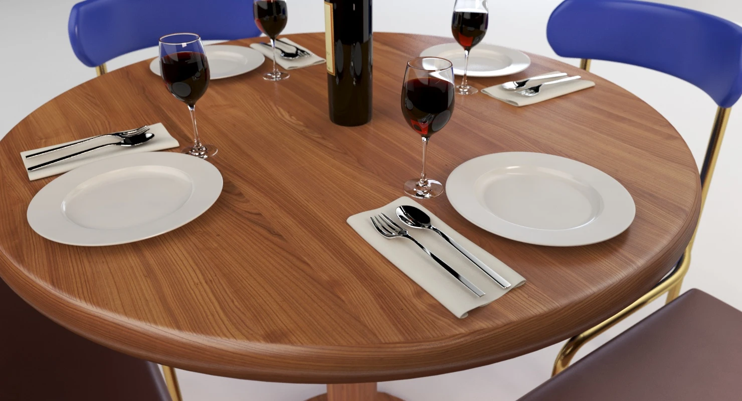 Banquette With Bar Table and Chair Set 3D Model_03