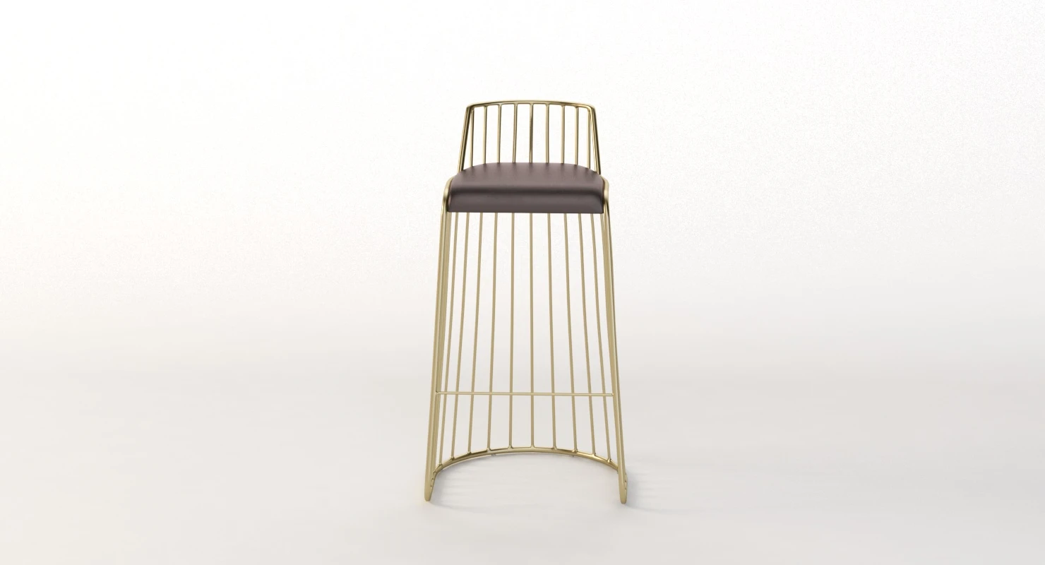 Brides Veil Leather Stool 3D Model_04