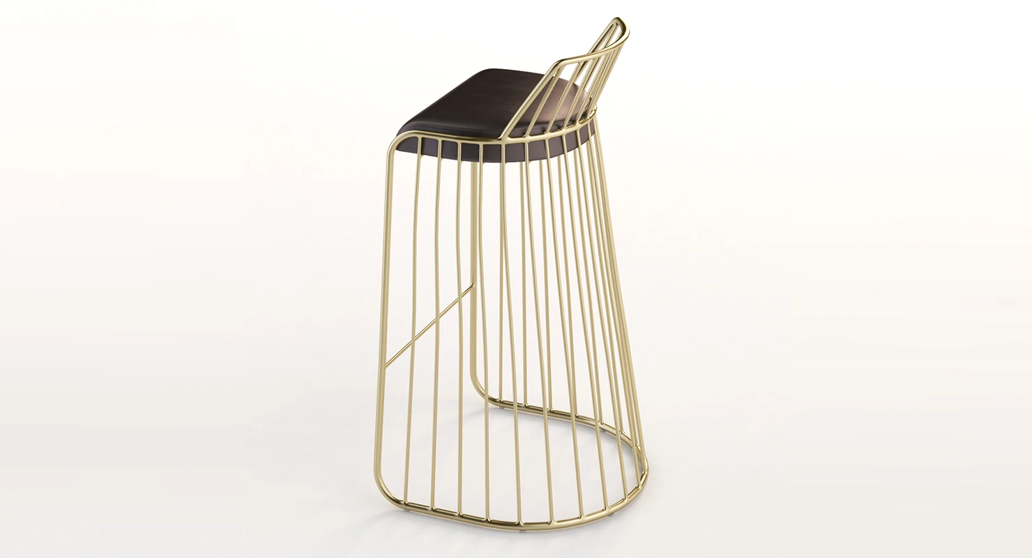 Brides Veil Leather Stool 3D Model_01