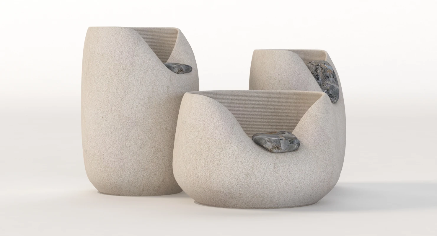 Ceramic Vases With Raw Stones By Martin Azua 3D Model_05