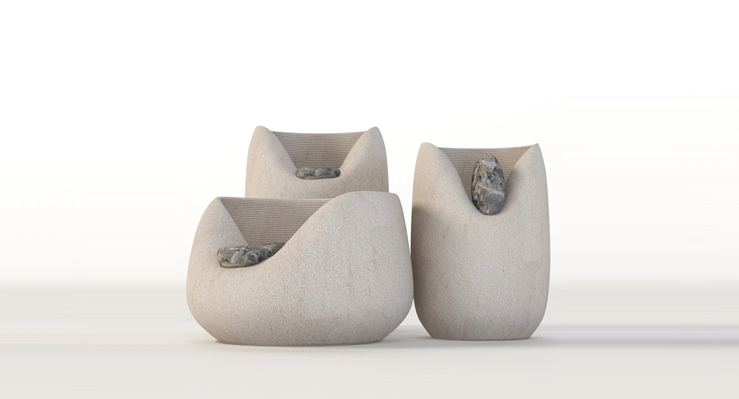 Ceramic Vases With Raw Stones By Martin Azua 3D Model_01