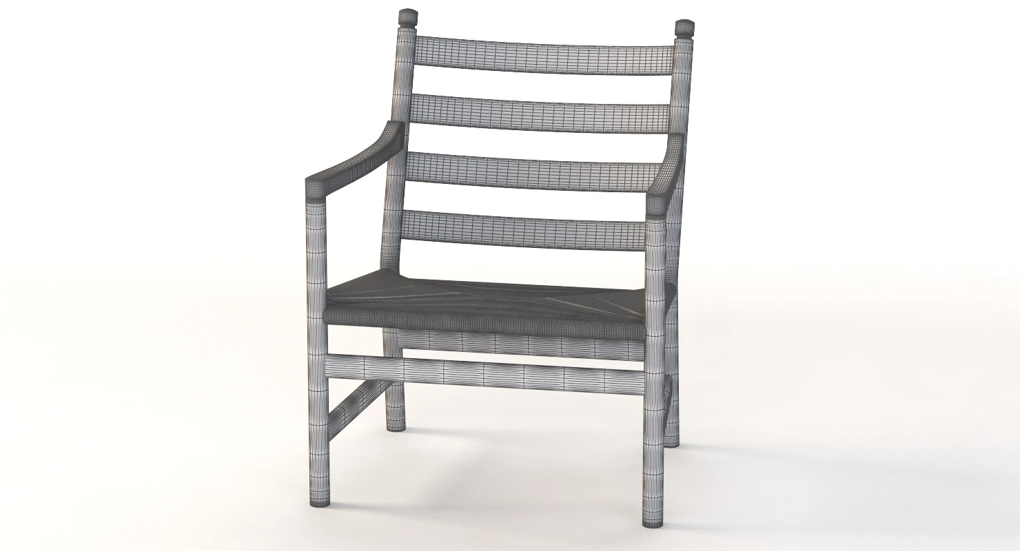 Ch44 Carl Hansen And Son Armchair 3D Model_011