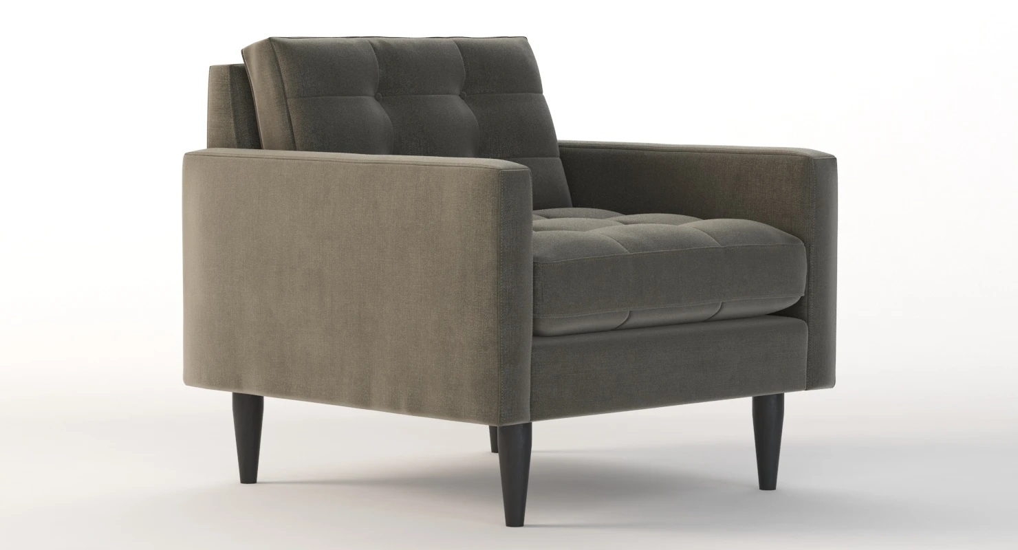 Crate And Barrel Tufted Petrie Midcentury Club Chair 3D Model_04