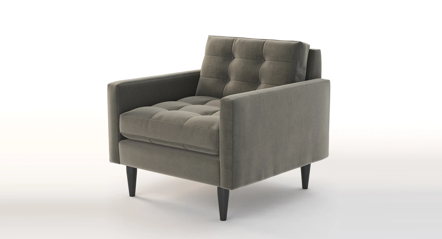 Crate And Barrel Tufted Petrie Midcentury Club Chair 3D Model_01