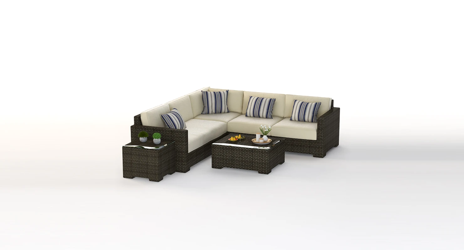 Crate and Barrel Ventura Umber Outdoor wicker Sofa Set V2 3D Model_01