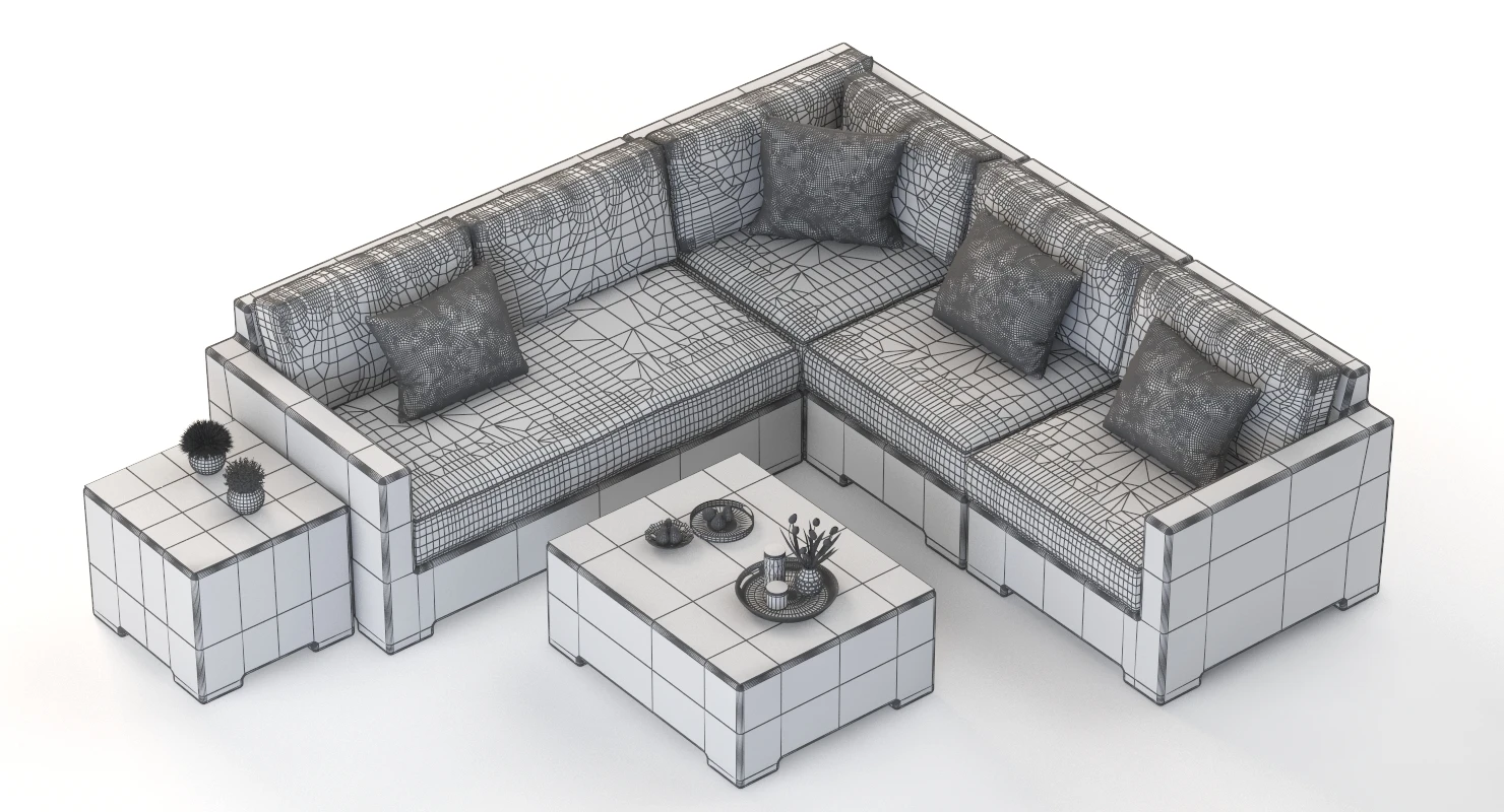 Crate and Barrel Ventura Umber Outdoor wicker Sofa Set V2 3D Model_010
