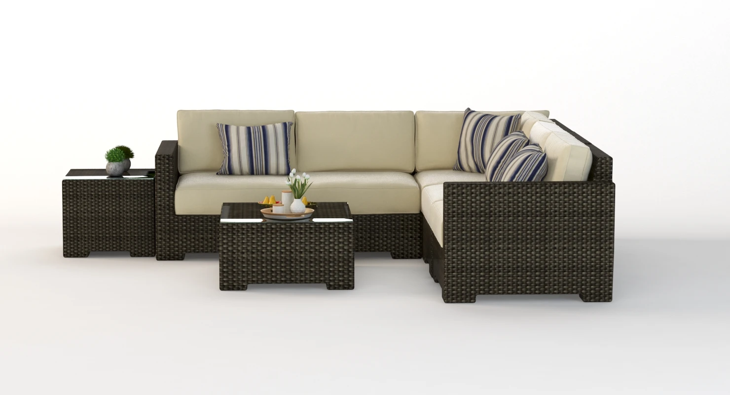 Crate and Barrel Ventura Umber Outdoor wicker Sofa Set V2 3D Model_07