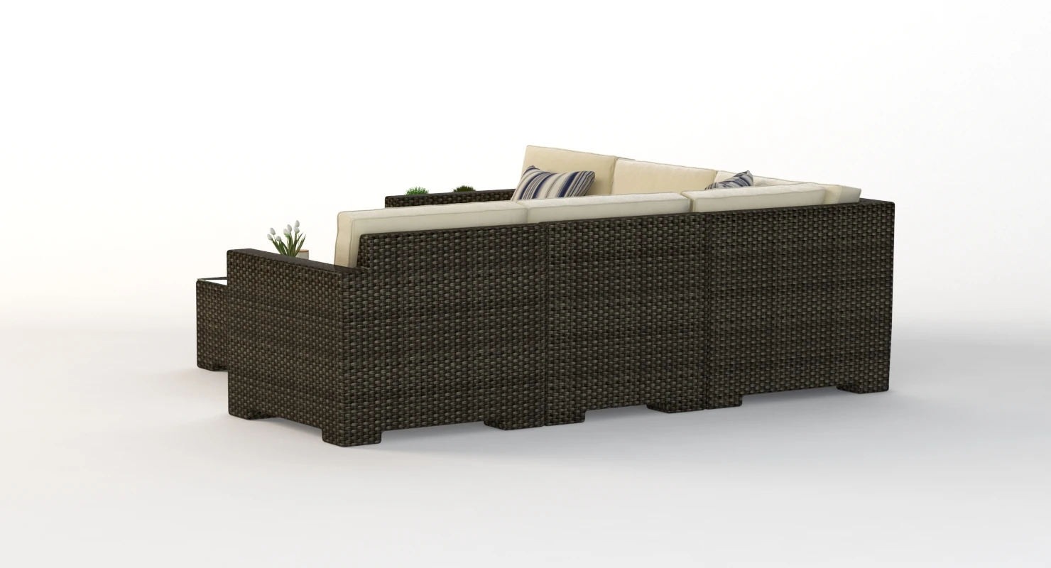 Crate and Barrel Ventura Umber Outdoor wicker Sofa Set V2 3D Model_06