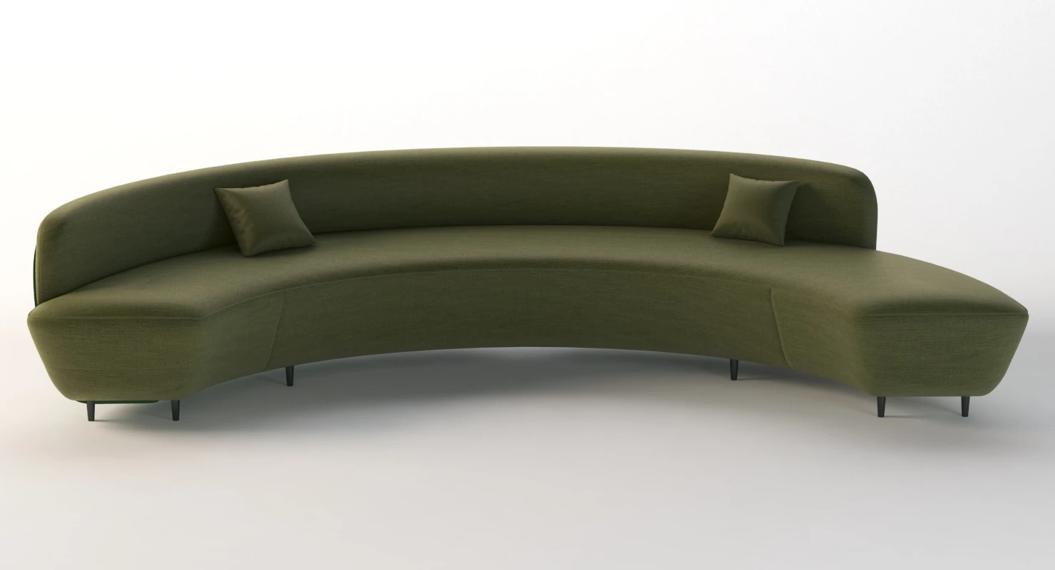 Curved Half Moon Sectional Chaise Lounge Fabric Sofa 3D Model_01