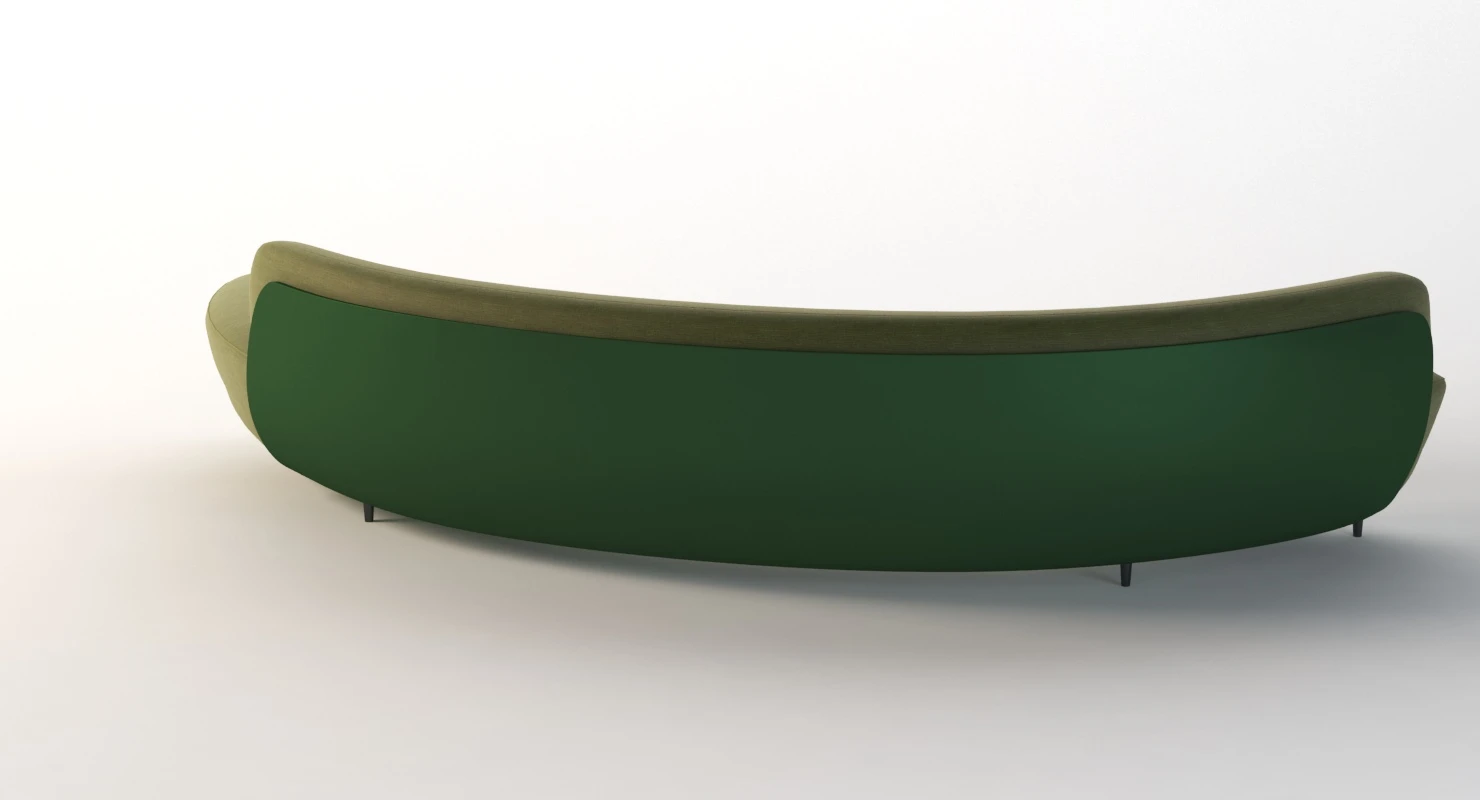 Curved Half Moon Sectional Chaise Lounge Fabric Sofa 3D Model_05