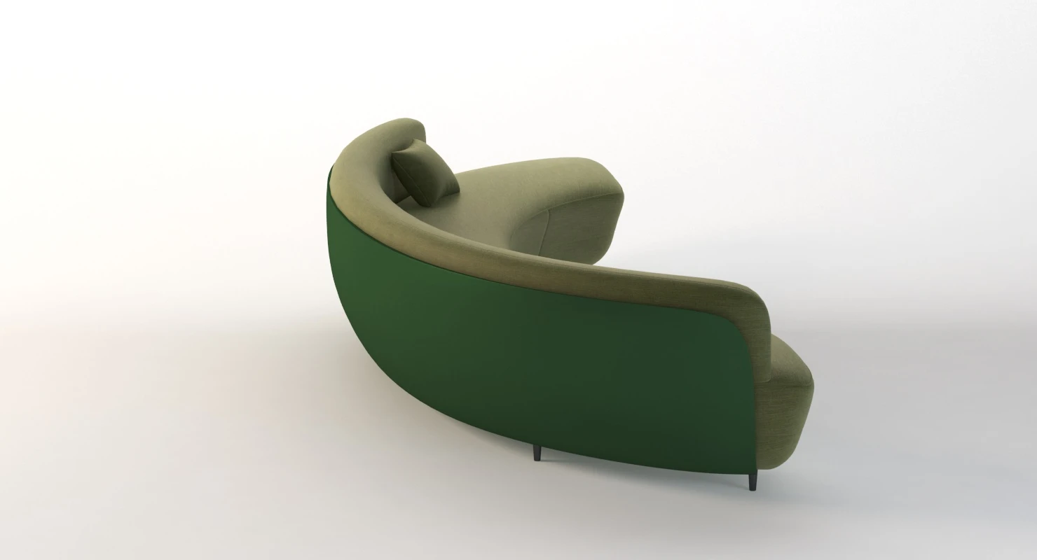 Curved Half Moon Sectional Chaise Lounge Fabric Sofa 3D Model_04