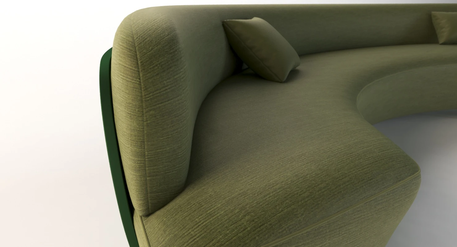 Curved Half Moon Sectional Chaise Lounge Fabric Sofa 3D Model_010