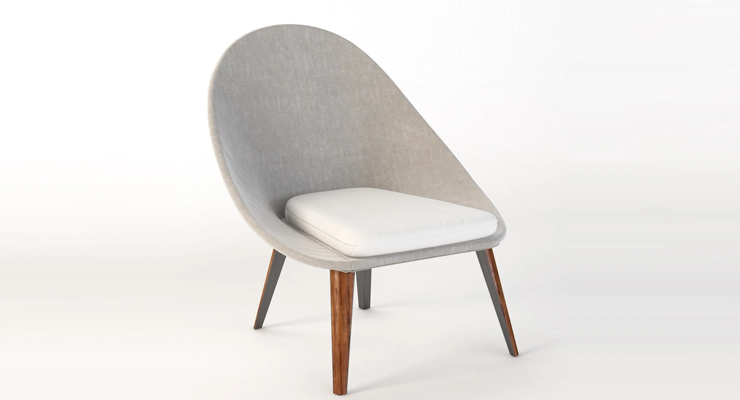 Dinosaur Egg Lounge Side Chair 3D Model_01
