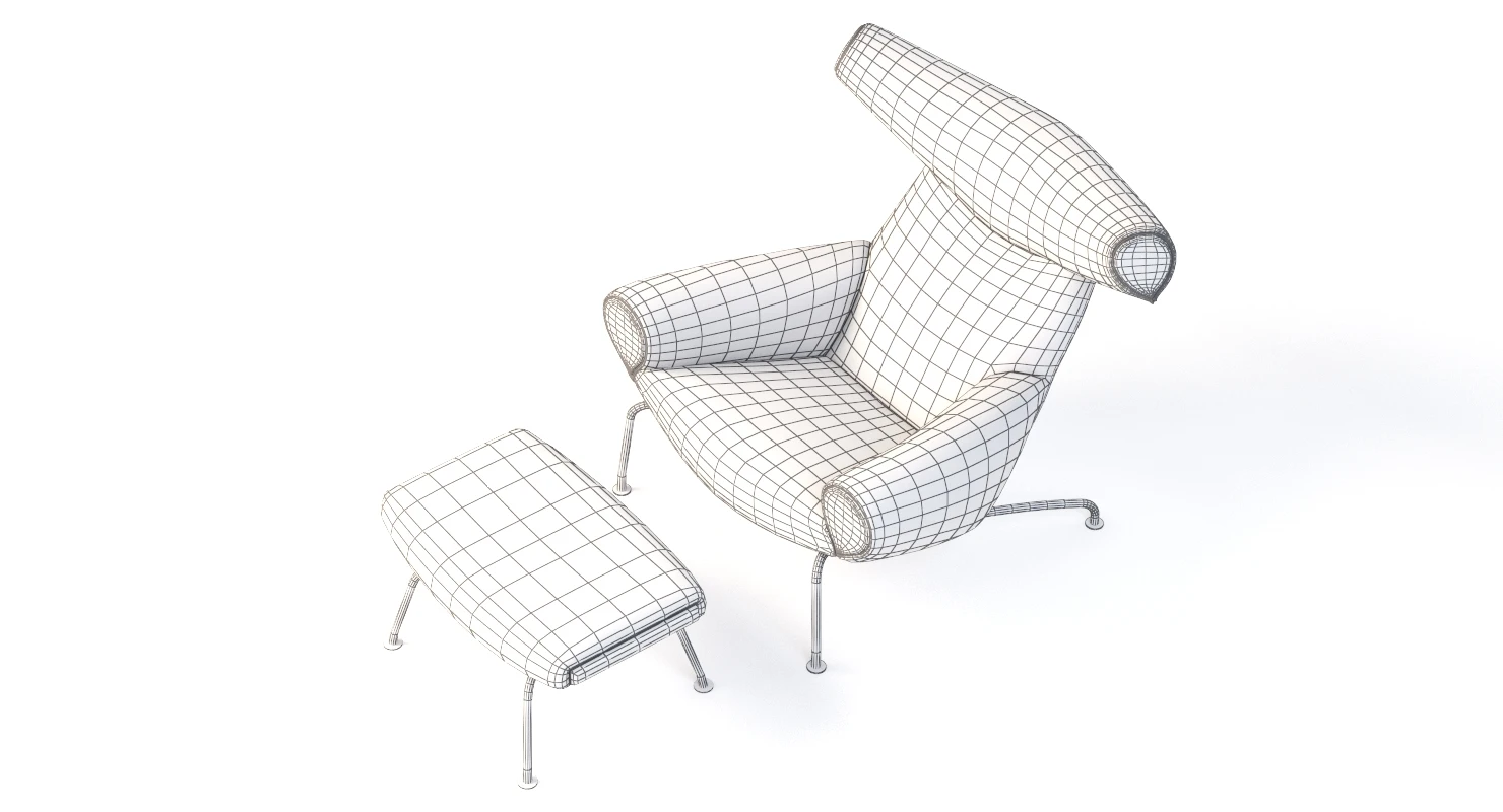 Ej 100 Oxchair Erik Jrgensen Easy Armchair By Hans J. Wegner 3D Model_014