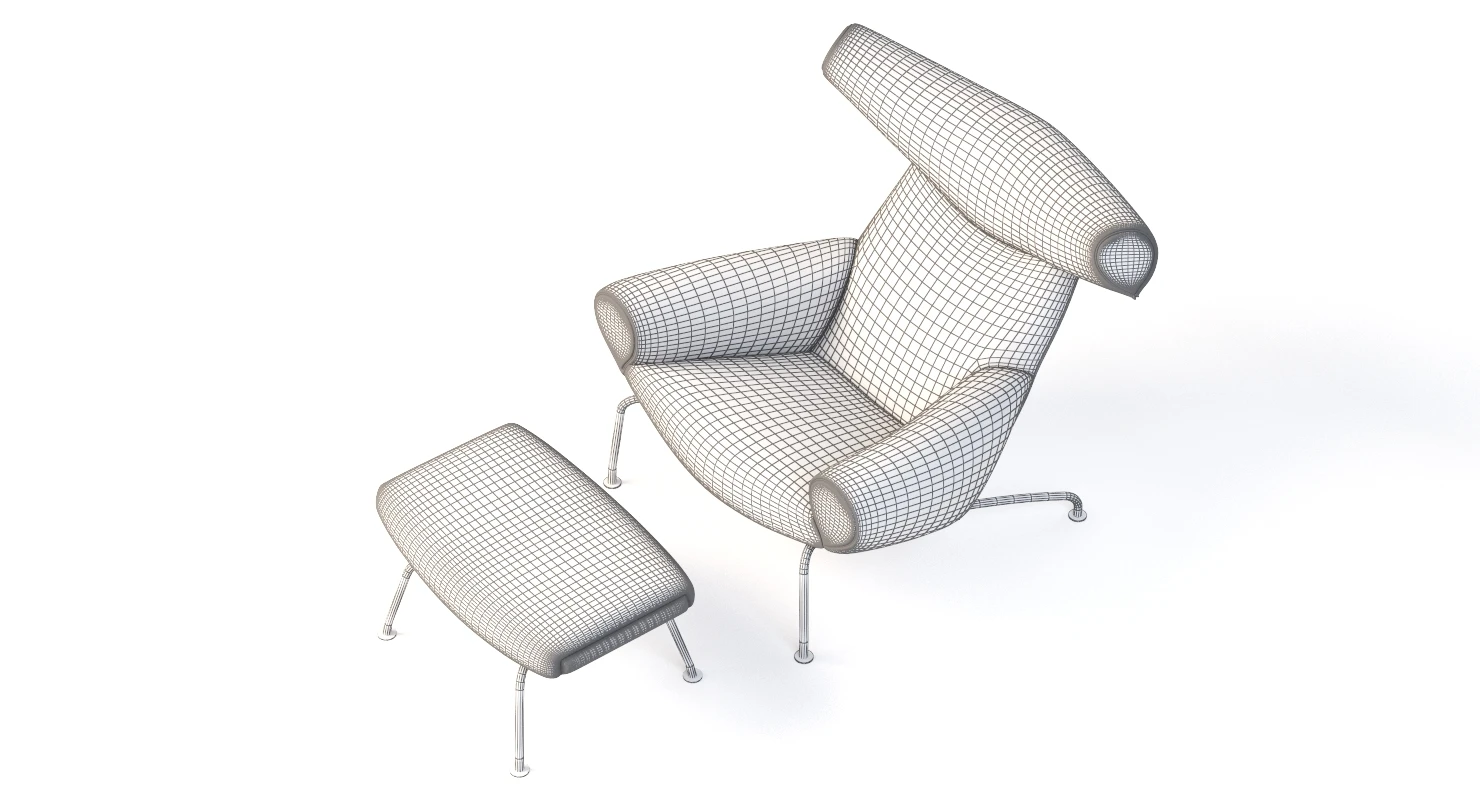 Ej 100 Oxchair Erik Jrgensen Easy Armchair By Hans J. Wegner 3D Model_013