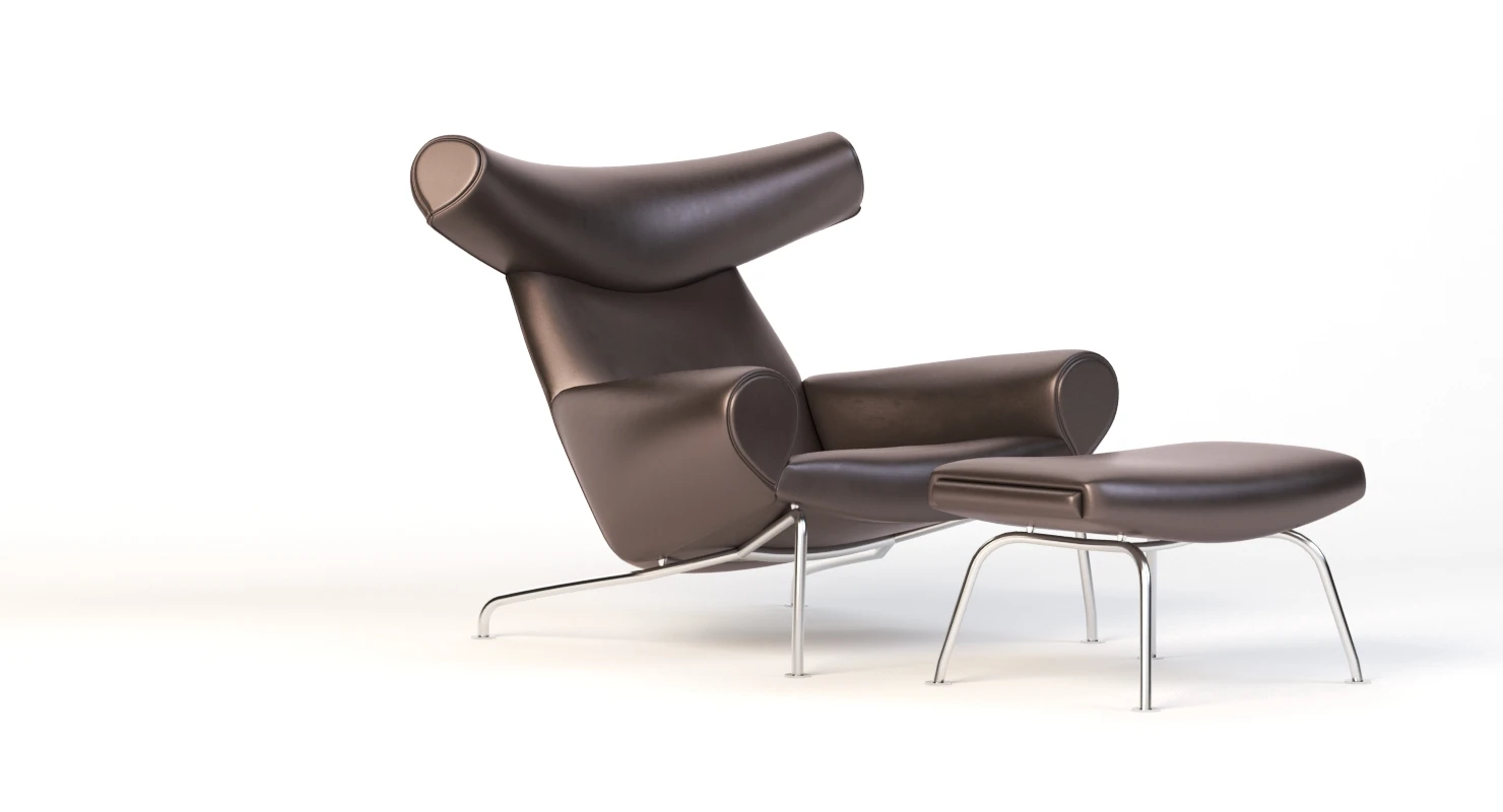 Ej 100 Oxchair Erik Jrgensen Easy Armchair By Hans J. Wegner 3D Model_04