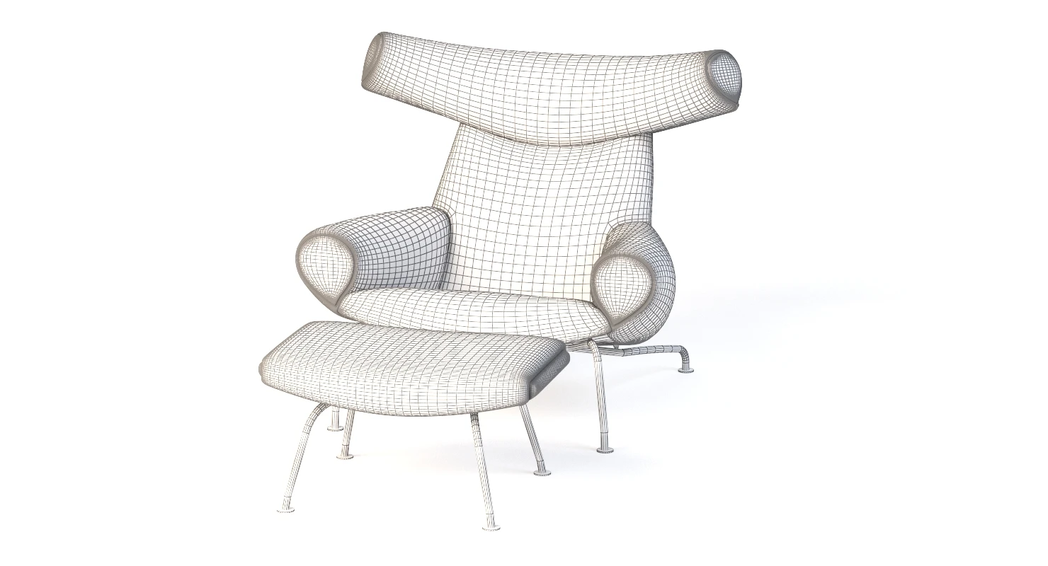 Ej 100 Oxchair Erik Jrgensen Easy Armchair By Hans J. Wegner 3D Model_011