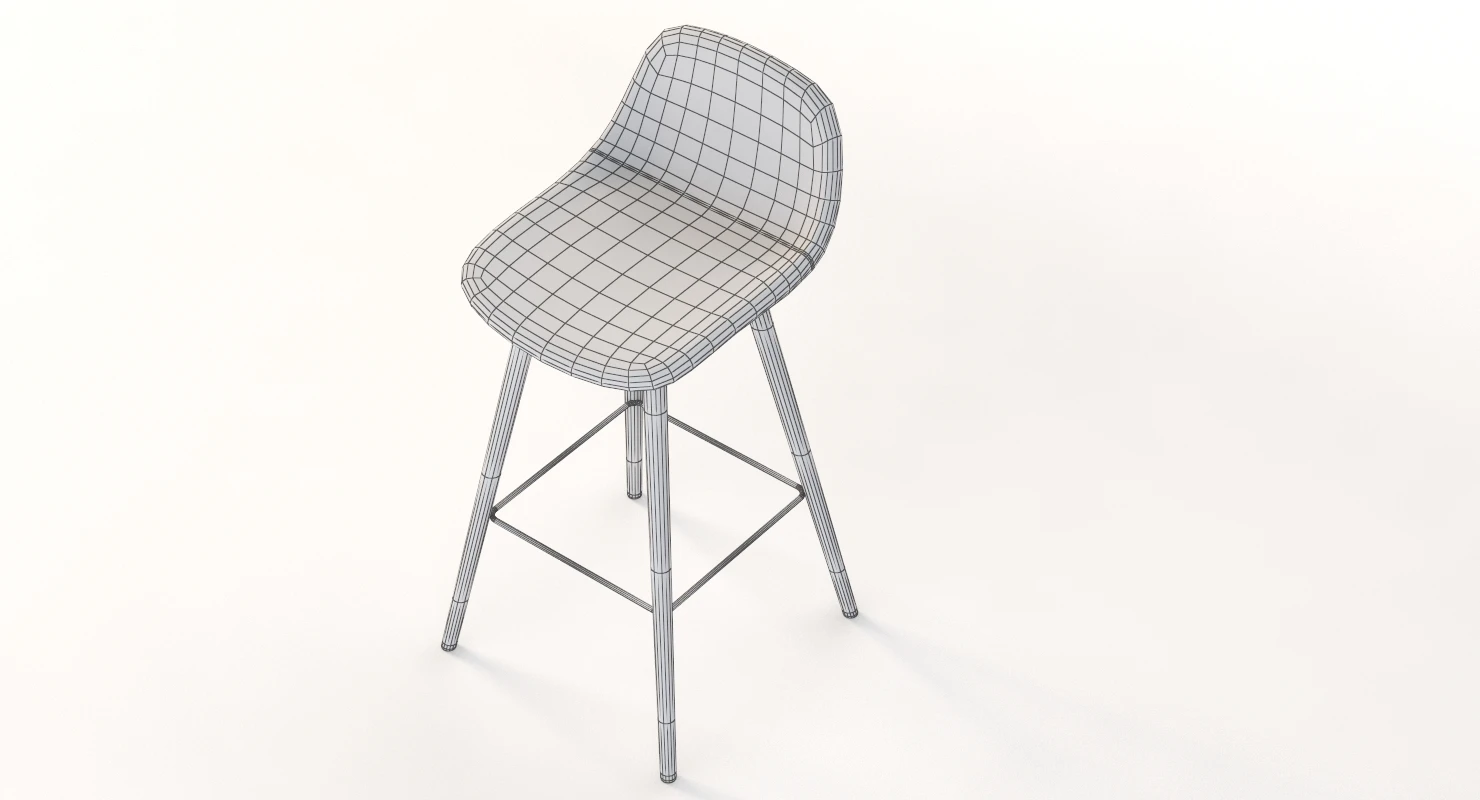 Fiber Wood Base Leather Bar Stool 3D Model_012