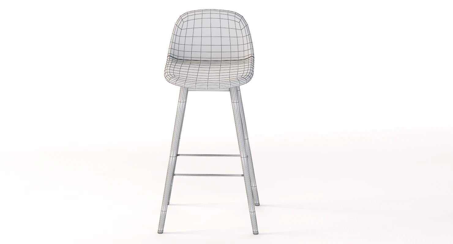 Fiber Wood Base Leather Bar Stool 3D Model_011