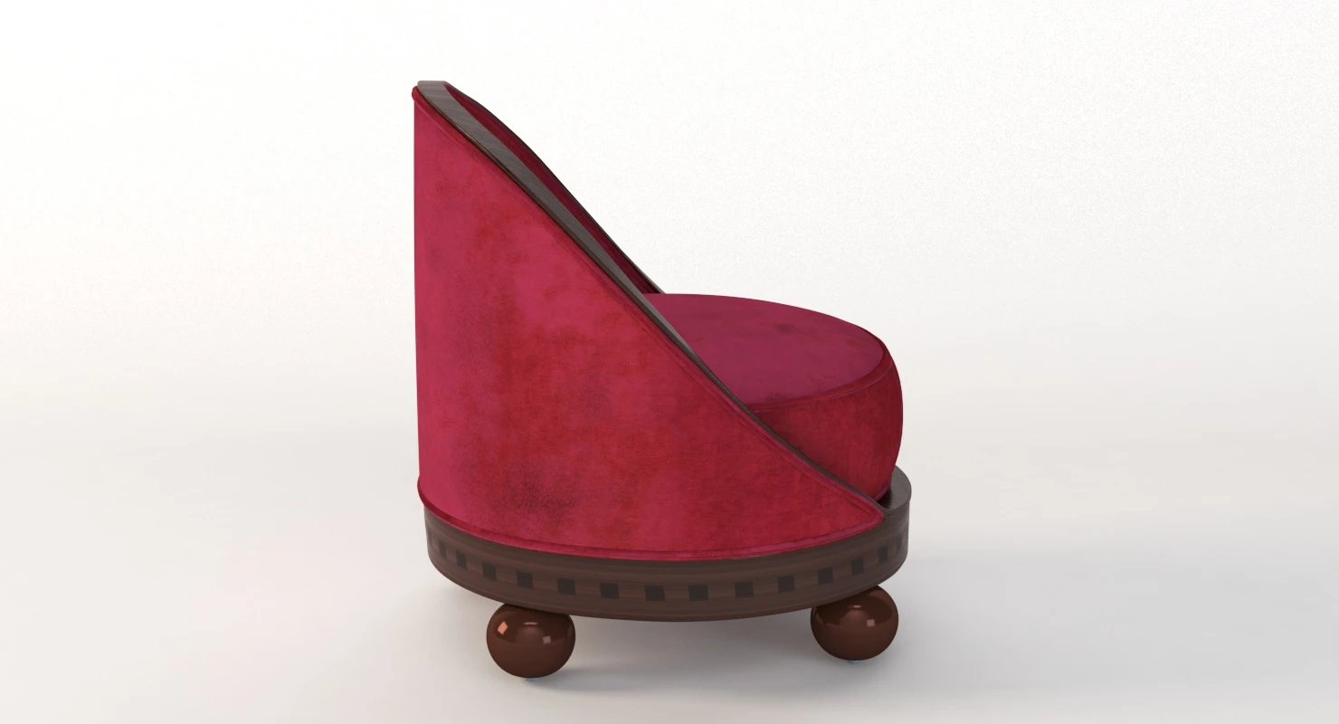 French Art Deco Boudoir Lounge Chair 3D Model_06