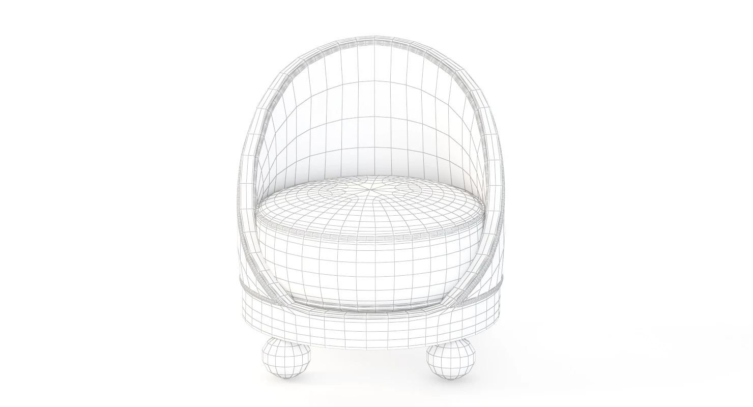 French Art Deco Boudoir Lounge Chair 3D Model_011