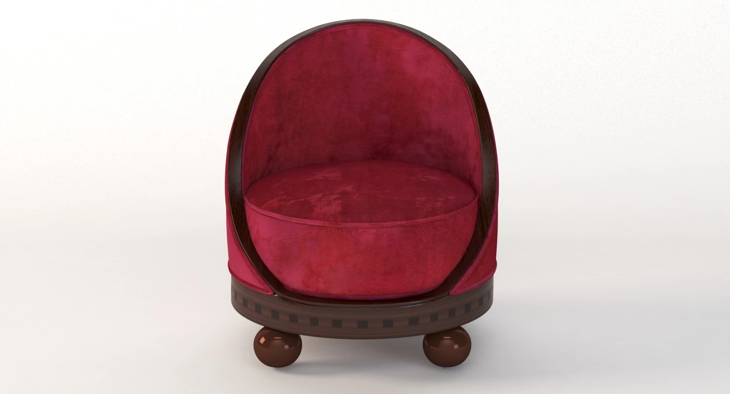 French Art Deco Boudoir Lounge Chair 3D Model_04