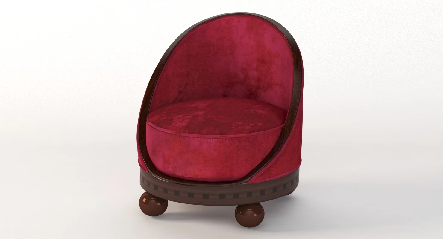 French Art Deco Boudoir Lounge Chair 3D Model_010