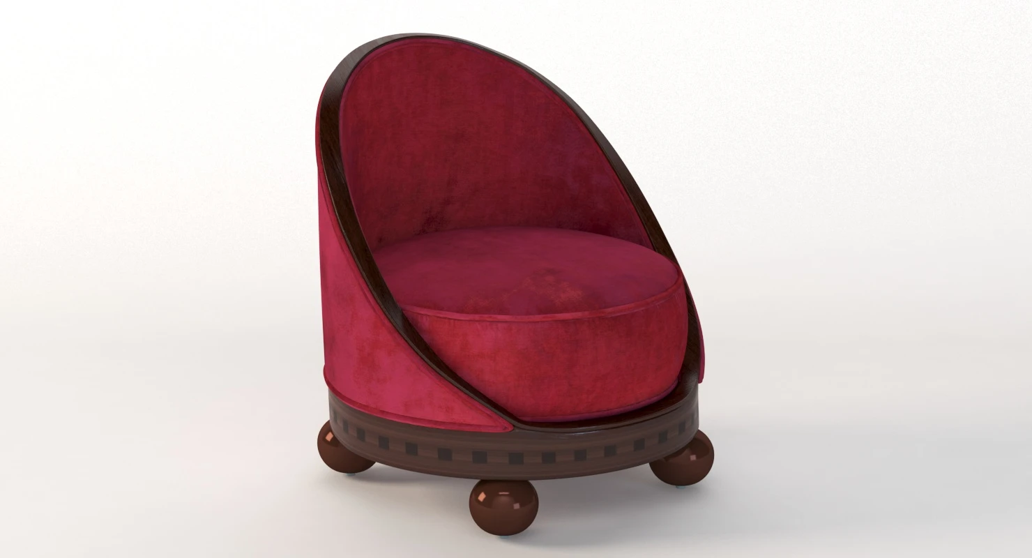 French Art Deco Boudoir Lounge Chair 3D Model_05